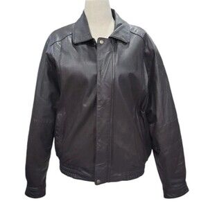 Men's Leather Bomber Coat Personal Choice Size 3XL  Black